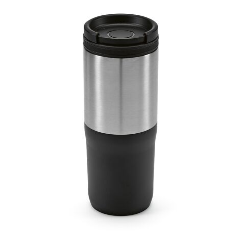 Orange Reisebecher recy.Edelstahl, 600 ml. Dreifachwandig Schwarz | ohne Werbeanbringung | Nicht verfügbar | Nicht verfügbar | Nicht verfügbar