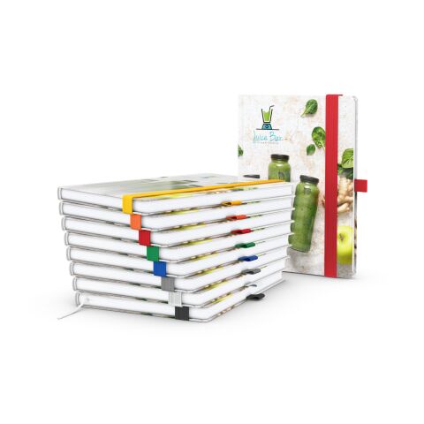 Notizbuch Match-Book Papier-Hardcover individuell bedruckt Gelb | DIN A5 | ohne Werbeanbringung | matt | Hochweiß/Punktraster