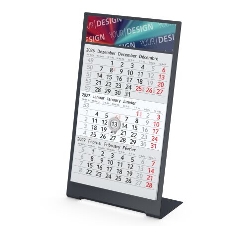 Tischkalender Desktop 3 Color Metallaufsteller farbbeschichtet Anthrazit | 105 × 230 mm | ohne Werbeanbringung | 1 Jahr