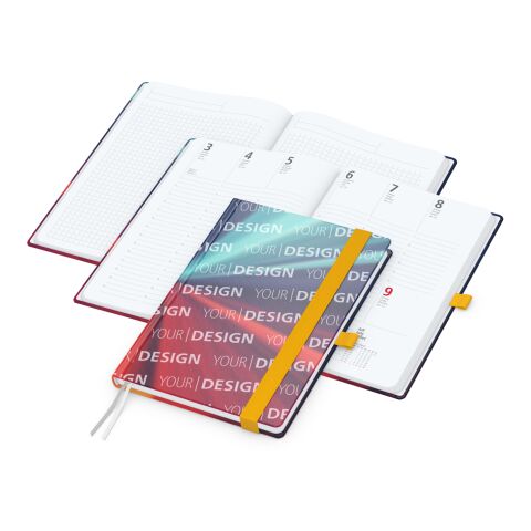 Wochenkalender vorne + Notizen hinten Match-Hybrid Papier-Hardcover Gelb | DIN A5 | ohne Werbeanbringung | Papier matt