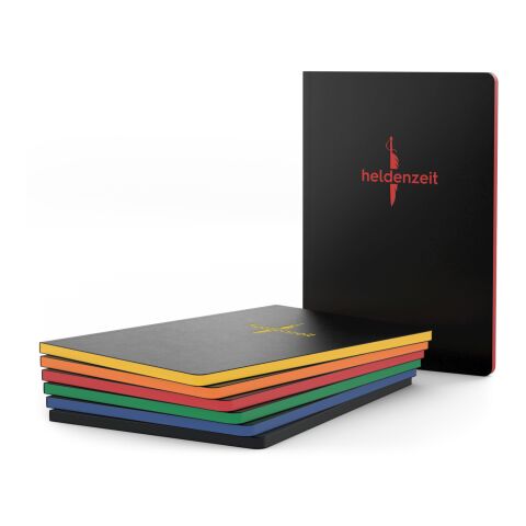 Notizbuch Tablet-Book Farbschnitt Naturkarton-Softcover schwarz Schwarz | 94 × 152 mm | ohne Werbeanbringung | rot/rot | 94 × 152 mm / Winkelkaro