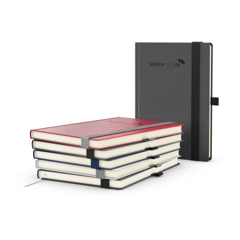 Notizbuch Vision-Book Kunstleder-Hardcover matt-farbig Anthrazit | DIN A5 | ohne Werbeanbringung | Cremefarben/Winkelkaro | Goldprägung inkl.