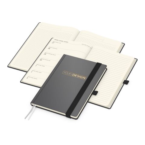 Wochenkalender links + Notizen rechts Vision-Hybrid Kunstleder-Hardcover A5 Anthrazit | DIN A5 | Goldprägung | Goldprägung inkl.