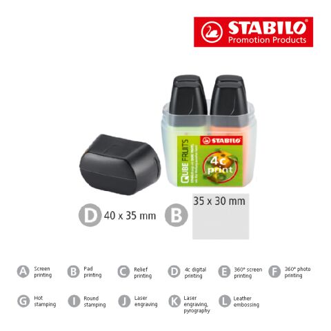 STABILO BOSS MINI 4er Box Leuchtmarkierer 2-farbiger Tampondruck