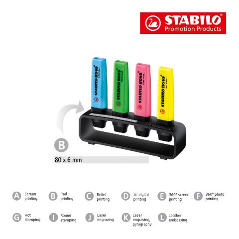 STABILO BOSS ORIGINAL 4er Tisch-Set Leuchtmarkierer weiß | ohne Werbeanbringung