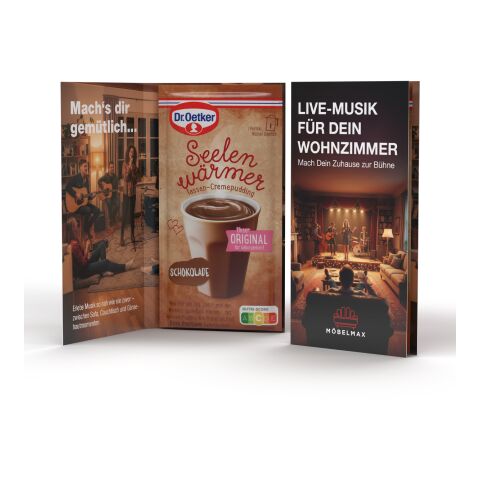 Dr. Oetker Tassenpudding in Werbeklappkarte Schoko
