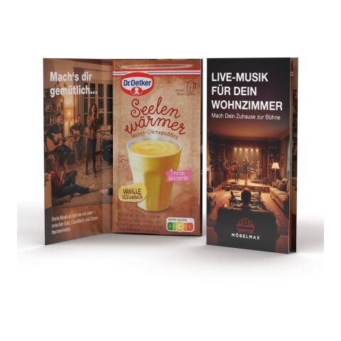 Dr. Oetker Tassenpudding in Werbeklappkarte Digitaldruck | Vanille