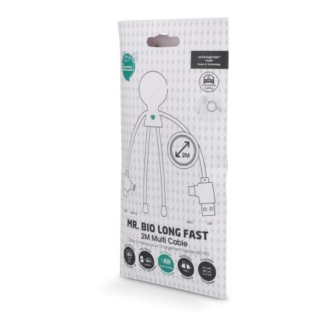 2092 - Xoopar Herr Bio Lang 60W PD Multi-Ladekabel 2 Meter   Weiss | ohne Werbeanbringung | Nicht verfügbar | Nicht verfügbar