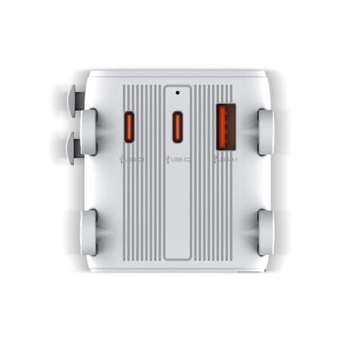 Xoopar Luggie GaN Weltreise-Adapter-Trolley Weiss | 1-farbiger Tampondruck | Vorderseite | 25 mm x 10 mm