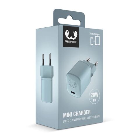 2WC20 I Fresh &amp; Rebel USB-C Mini Charger USB-C PD // 20W Pastellblau | ohne Werbeanbringung | Nicht verfügbar | Nicht verfügbar