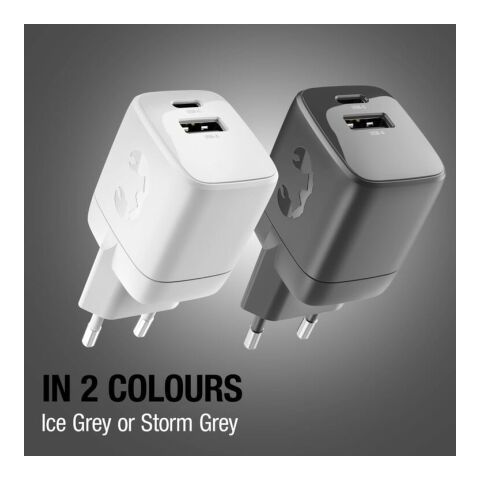Fresh 'n Rebel 30W Schnellladegerät GaN USB-C &amp; USB-A Dunkelgrau | ohne Werbeanbringung