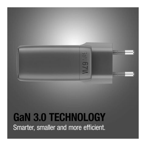 Fresh 'n Rebel 67W Laptop-Ladegerät GaN USB-C und USB-A Dunkelgrau