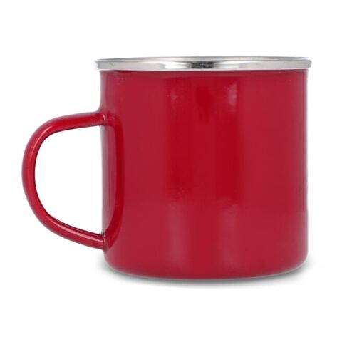 Emaille Becher 350ml Rot Weiß