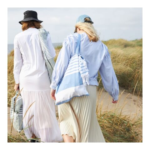 Sagaform Ella Hamam Baumwolltasche 41x38 cm Blau / Weiss | ohne Werbeanbringung