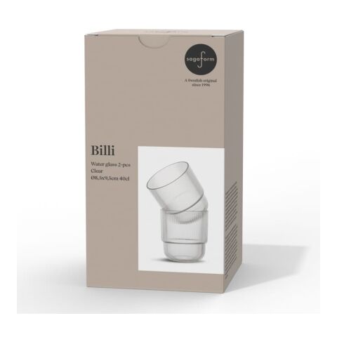 Billi Wasserglas 400 ml 2er Set Transparent | ohne Werbeanbringung