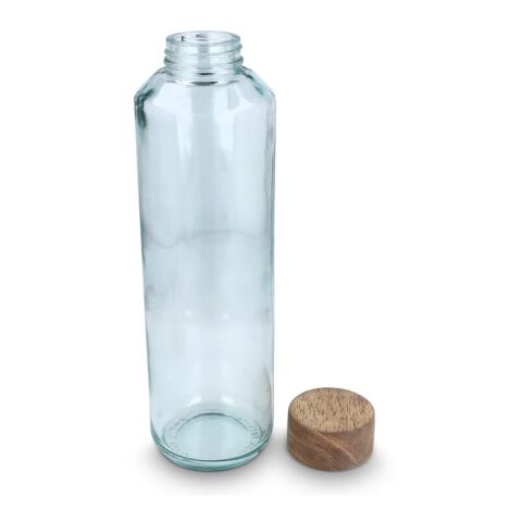 InSideOut Recycelte Glaswasserflasche ReuuZ mit Holzverschluss 650 ml Transparent | Gravur | Seite 1 | 149 mm x 55 mm