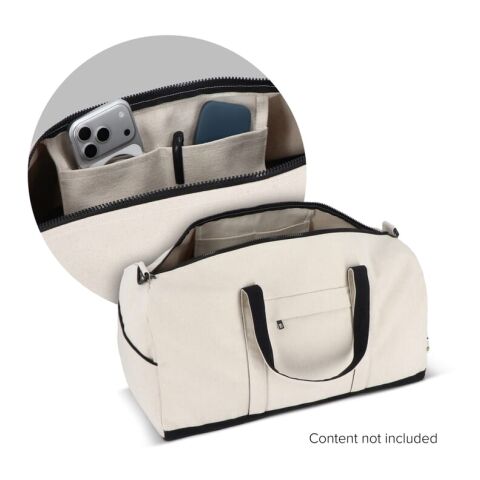 InSideOut Reuuz Canvas Reise-/Sporttasche 28 x 56 x 28 cm Beige-Schwarz | Digital Transferdruck | Rückseite | 190 mm x 190 mm