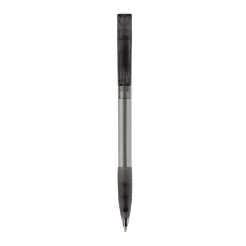 Kugelschreiber Nash Transparent mit Gummigriff schwarz-schwarz