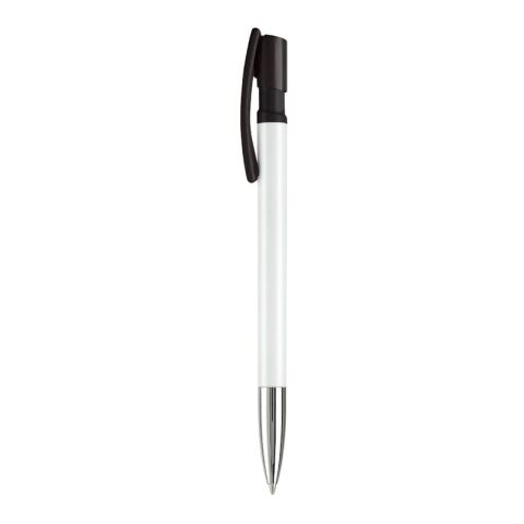 Kugelschreiber Nash Hardcolour mit Metallspitze Weiss-Schwarz | 1-farbiger Tampondruck | 270° vom Clip | 42 mm x 8 mm | Nicht verfügbar
