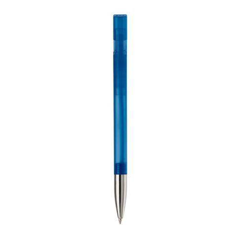 Kugelschreiber Nash Transparent mit Metallspitze Blau Weiss-Blau Weiss | 1-farbiger Tampondruck | Clip | 30 mm x 5 mm | Nicht verfügbar