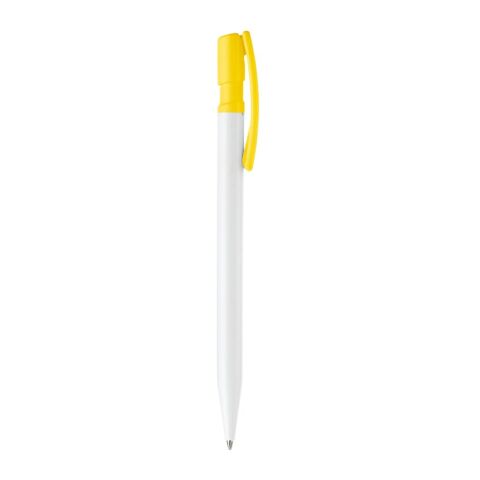 Kugelschreiber Nash Hardcolour Weiss-Gelb | 1-farbiger Tampondruck | Clip | 30 mm x 5 mm | Nicht verfügbar
