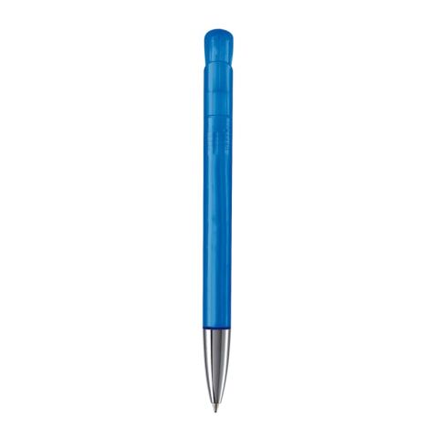Kugelschreiber Atlas Transparent mit Metallspitze Blau Weiss-Blau Weiss