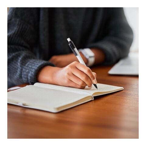 Kugelschreiber Baron Colour Hardcolour Weiss-Schwarz | 1-farbiger Siebdruck | in Verlängerung vom Clip | 45 mm x 25 mm | Nicht verfügbar