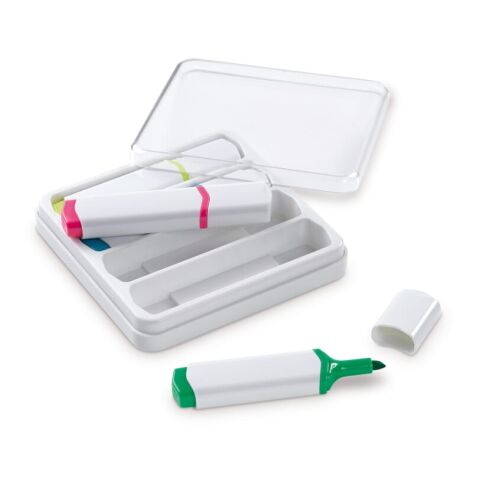 Textmarkter Set 4St. Weiss | 1-farbiger Tampondruck | Textmarker rosa auf der Kappe | 15 mm x 10 mm | Nicht verfügbar