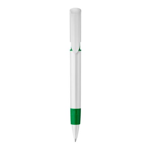 Kugelschreiber S40 Grip hardcolour Weiss-Grün | 1-farbiger Tampondruck | in Verlängerung vom Clip | 40 mm x 8 mm | Nicht verfügbar