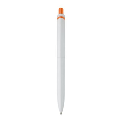 Kugelschreiber Modell Click Shadow - Hergestellt in Deutschland Weiss-Orange | 1-farbiger Tampondruck | in Verlängerung vom Clip | 40 mm x 8 mm | Nicht verfügbar