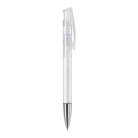 Kugelschreiber Avalon Transparent mit Metallspitze Weiss-Weiss | 1-farbiger Siebdruck | 180° vom Clip | 50 mm x 25 mm | Nicht verfügbar