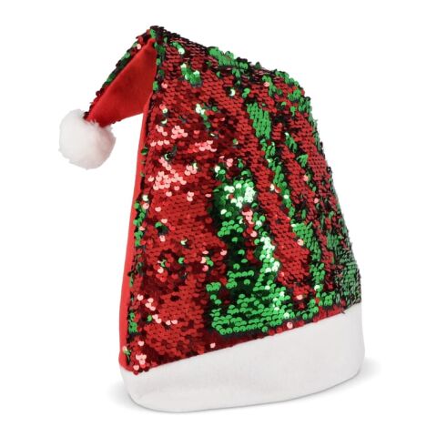 Zweifarbige Pailletten-Weihnachtsmütze Rot Weiß-Grün | ohne Werbeanbringung | Nicht verfügbar | Nicht verfügbar