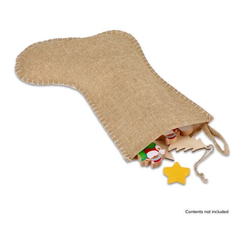 Weihnachtsstrumpf im Jute-Stil mit Ziernaht 45cm Natur | ohne Werbeanbringung | Nicht verfügbar | Nicht verfügbar