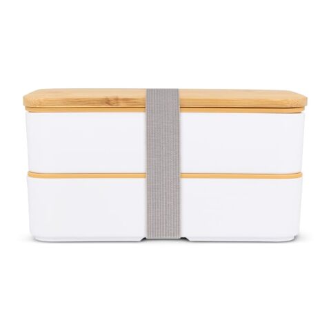 Lunchbox Bento R-PP &amp; Bambus Weiss | 1-farbiger Tampondruck | Oberseite rechts | 65 mm x 65 mm | Nicht verfügbar