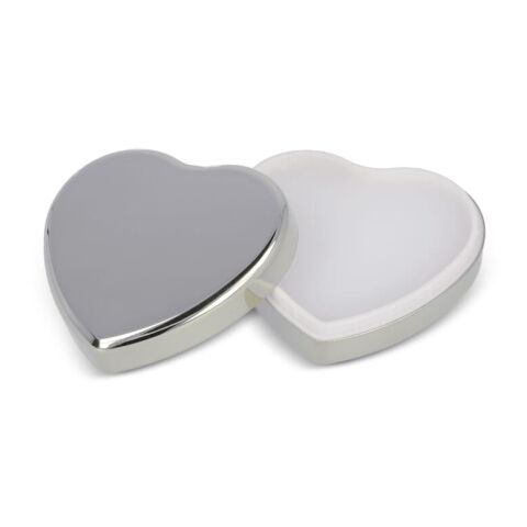 Lippenbalsam  in Flacher metallischer Herzformdose Silber | ohne Werbeanbringung | Nicht verfügbar | Nicht verfügbar