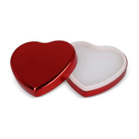 Lippenbalsam  in Flacher metallischer Herzformdose Rot Weiß | ohne Werbeanbringung | Nicht verfügbar | Nicht verfügbar