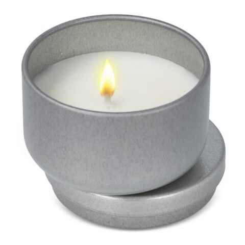Asana unparfümierte Kerze auf Pflanzenbasis in recycelter Dose Silber | ohne Werbeanbringung | Nicht verfügbar | Nicht verfügbar