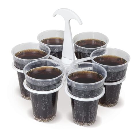 Der Original-Cupkeeper (Getränketräger) - Becher 18 cl-33 cl Weiss | 1-farbiger Tampondruck | Griff | 60 mm x 10 mm | Nicht verfügbar