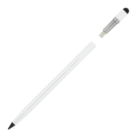 Langlebiger Aluminiumbleistift mit Radiergummi Weiss | Digitaldruck | Schaft | 95 mm x 5 mm | Nicht verfügbar
