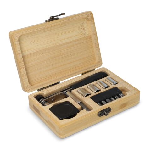 13-teiliges Werkzeugset in FSC-Bambusbox Natur | ohne Werbeanbringung | Nicht verfügbar | Nicht verfügbar