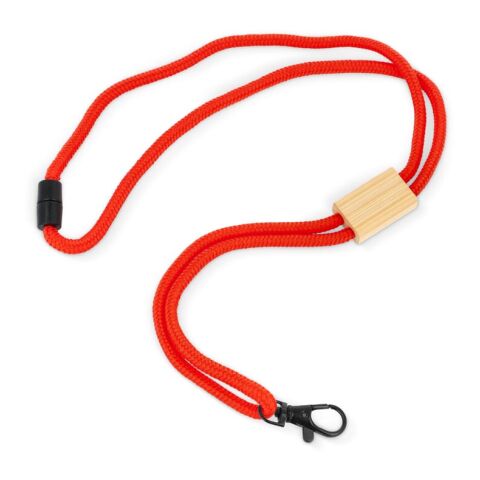 R-PET Kordel-Lanyard Rot Weiß | 1-farbiger Tampondruck | Seite 1 | 28 mm x 14 mm