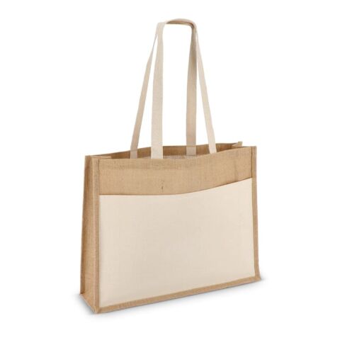 Jute Tragetasche OEKO-TEX® 45 x 12 x 35cm 320g/m² Ecru | 1-farbiger Siebdruck | Seite 1 | 350 mm x 170 mm