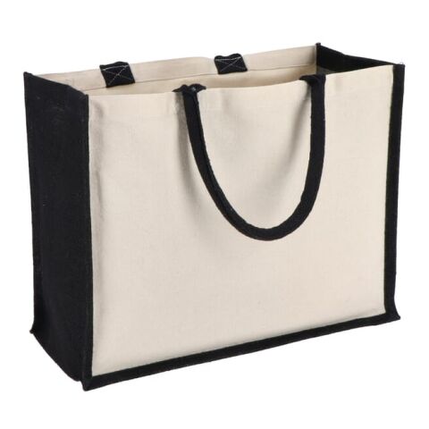 Jute-Baumwolle Tragetasche OEKO-TEX® 42,5 x 19 x 32cm 320g/m² schwarz | 1-farbiger Siebdruck | Seite 2 | 350 mm x 210 mm