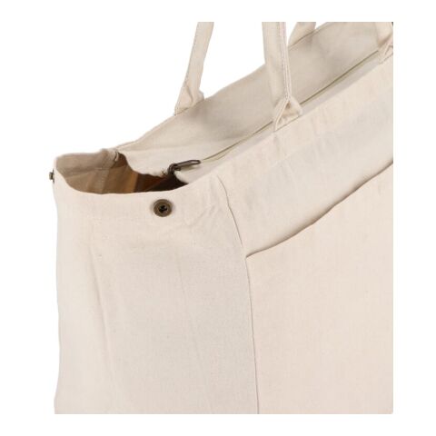Baumwoll-Tragetasche mit Reißverschluss OEKO-TEX® 39 x 24 x 34cm 320g/m² Ecru | 1-farbiger Siebdruck | Seite 1 | 290 mm x 130 mm