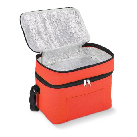 R-PET 600D Doppelfach-Kühltasche 30 x 20 x 25cm 12L Rot Weiß