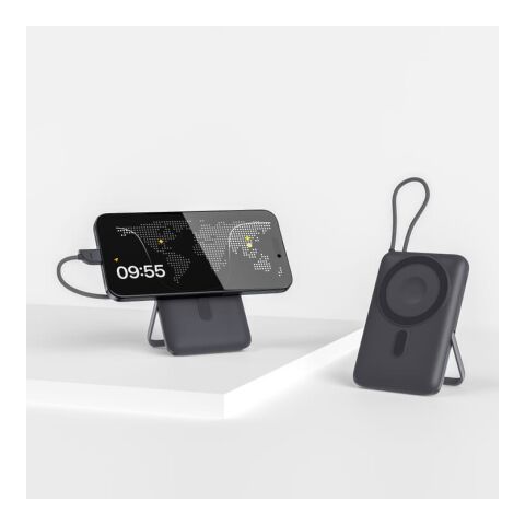 Nova Wireless Powerbank Kompatibel mit MagSafe und Apple Watch 10000 mAh Dunkelgrau | Digitaldruck | Oberseite | 55 mm x 90 mm