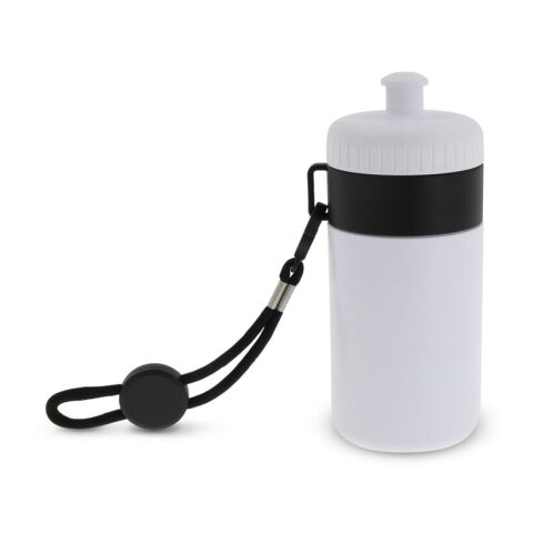 Sportflasche mit Halteschlaufe 500ml Weiss-Schwarz | ohne Werbeanbringung | Nicht verfügbar | Nicht verfügbar | Nicht verfügbar