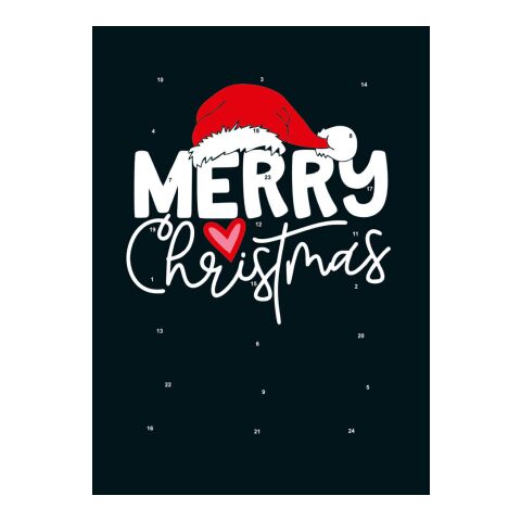 Schoko-Naps-Schuber-Adventskalender - personalisierbares STANDARDMOTIV ohne Werbeanbringung | Merry Christmas Black | Weihnachtskugeln