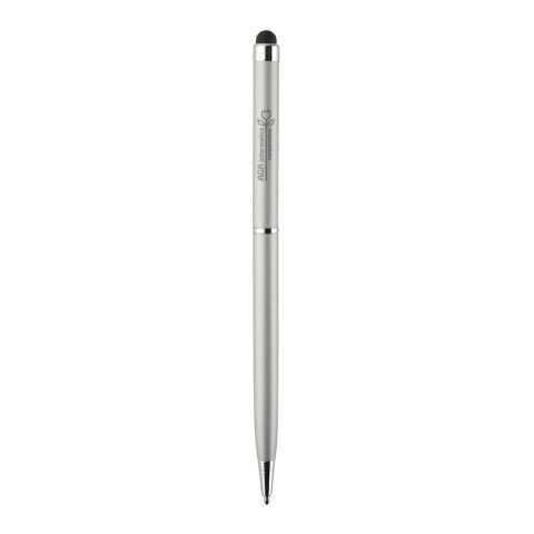 Matter Sleek Stylus Kugelschreiber Silber | 1-farbiger Siebdruck | Kappe-Gegenüber vom Clip | 10.00 mm x 24.00 mm
