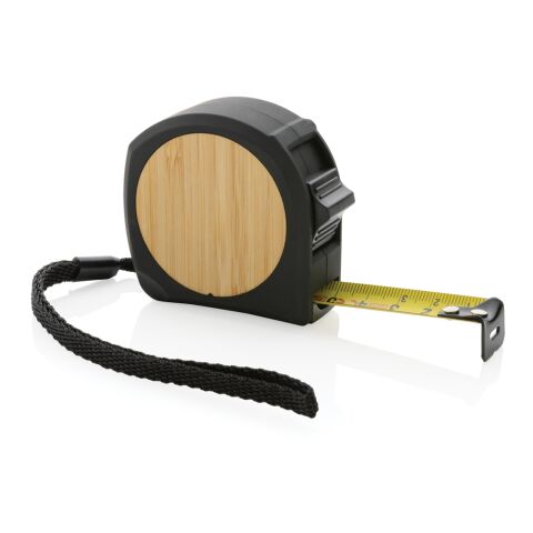 5m/19mm Maßband aus RCS recycelt. Kunststoff &amp; Bambus schwarz | ohne Werbeanbringung | Nicht verfügbar | Nicht verfügbar